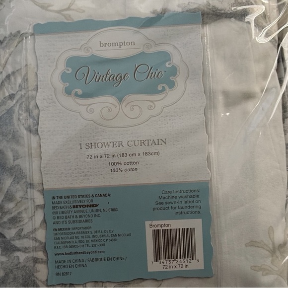 Vintage Chic Gray Shower Curtain - Picture 3 of 6